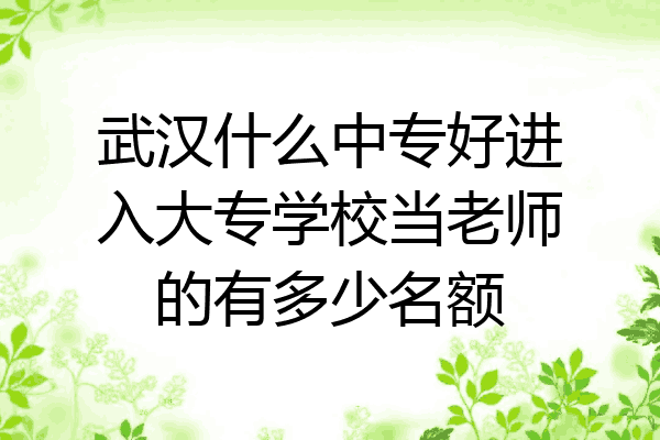 武汉什么中专好进入大专学校当老师的有多少名额