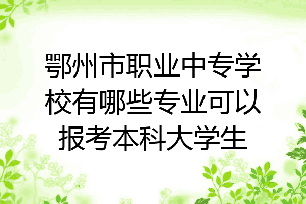 鄂州市职业中专学校有哪些专业可以报考本科大学生