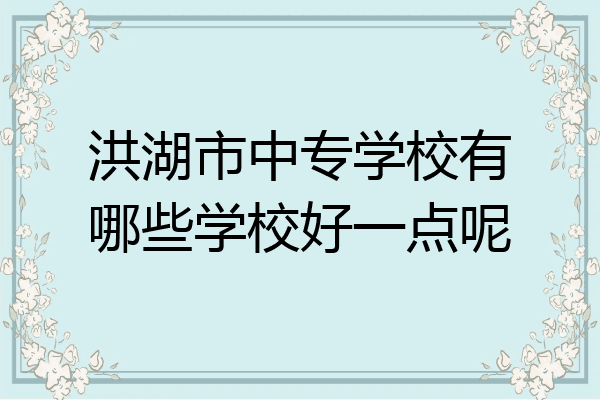 洪湖市中专学校有哪些学校好一点呢