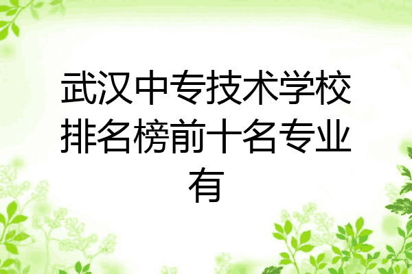 武汉中专技术学校排名榜前十名专业有