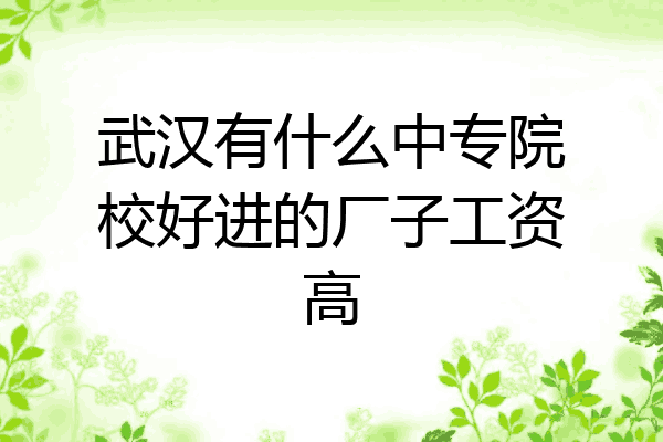 武汉有什么中专院校好进的厂子工资高