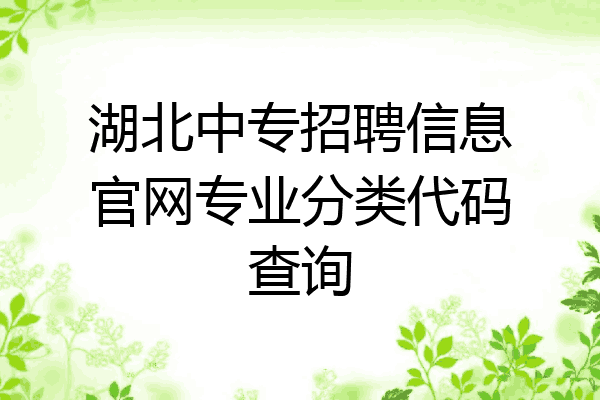 湖北中专招聘信息官网专业分类代码查询