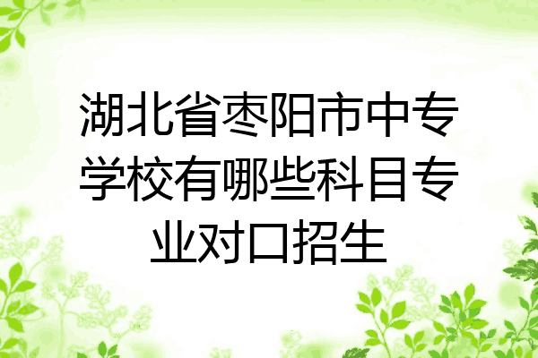 湖北省枣阳市中专学校有哪些科目专业对口招生