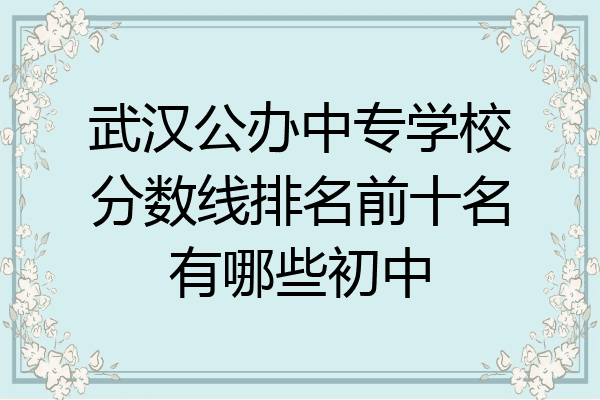 武汉公办中专学校分数线排名前十名有哪些初中