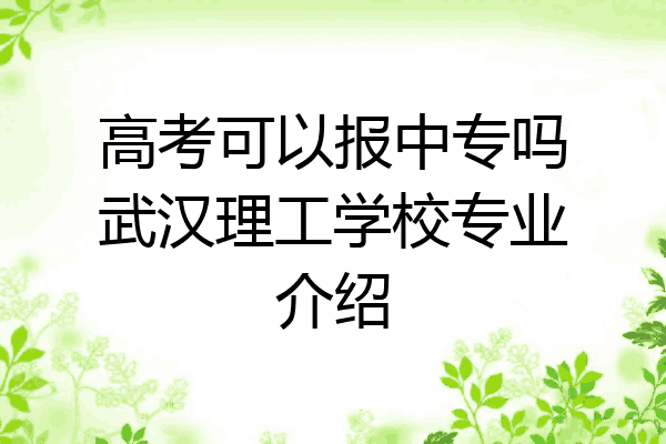 高考可以报中专吗武汉理工学校专业介绍