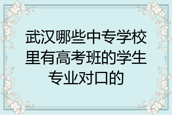 武汉哪些中专学校里有高考班的学生专业对口的