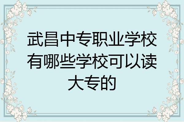 武昌中专职业学校有哪些学校可以读大专的