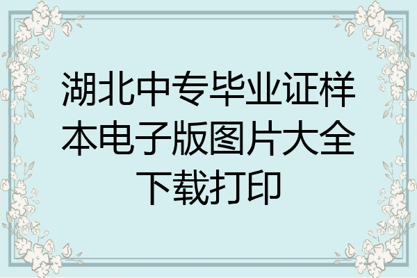 湖北中专毕业证样本电子版图片大全下载打印