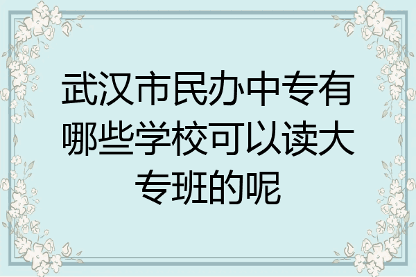 武汉市民办中专有哪些学校可以读大专班的呢