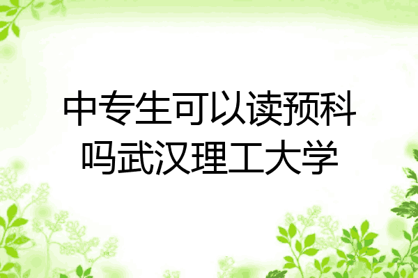 中专生可以读预科吗武汉理工大学