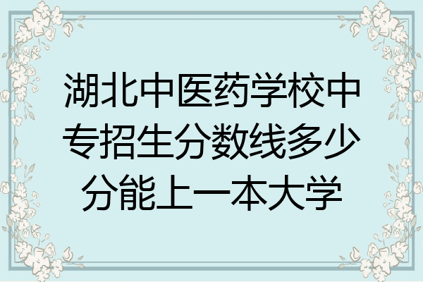 湖北中医药学校中专招生分数线多少分能上一本大学