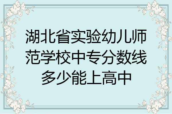 湖北省实验幼儿师范学校中专分数线多少能上高中