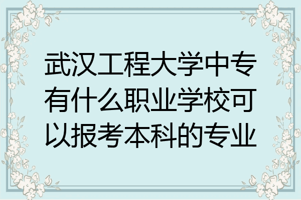 武汉工程大学中专有什么职业学校可以报考本科的专业
