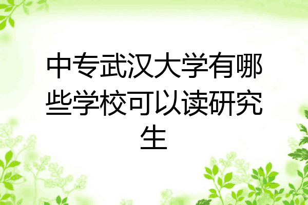 中专武汉大学有哪些学校可以读研究生