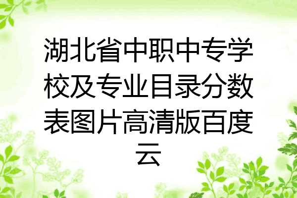 湖北省中职中专学校及专业目录分数表图片高清版百度云