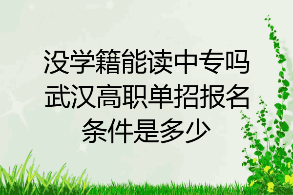 没学籍能读中专吗武汉高职单招报名条件是多少