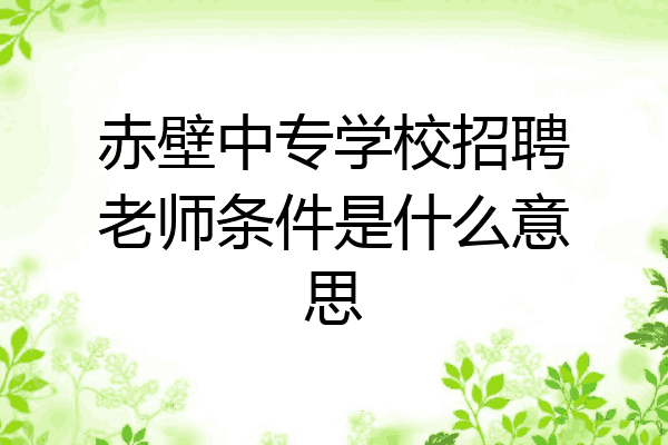 赤壁中专学校招聘老师条件是什么意思