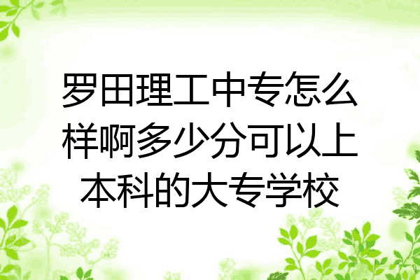 罗田理工中专怎么样啊多少分可以上本科的大专学校