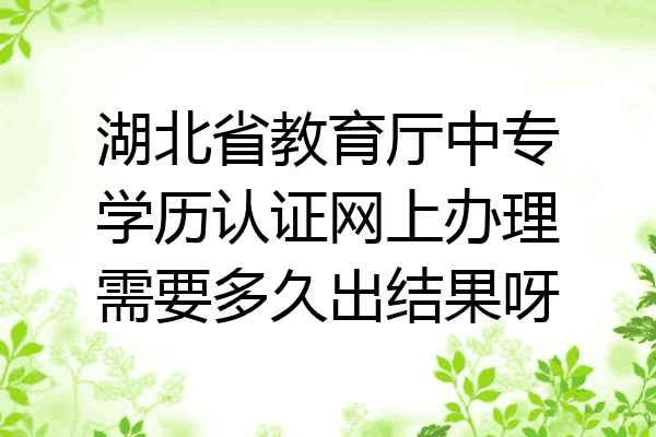 湖北省教育厅中专学历认证网上办理需要多久出结果呀