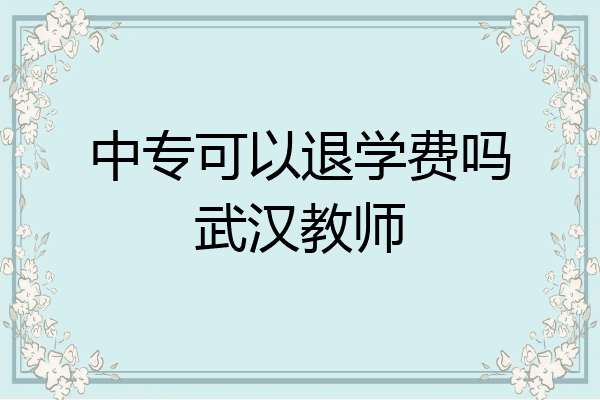 中专可以退学费吗武汉教师