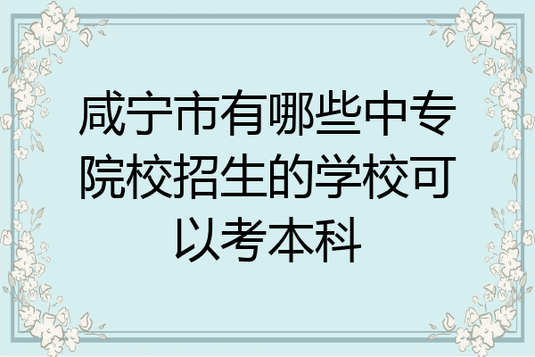 咸宁市有哪些中专院校招生的学校可以考本科