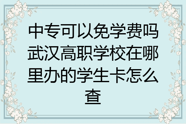 中专可以免学费吗武汉高职学校在哪里办的学生卡怎么查