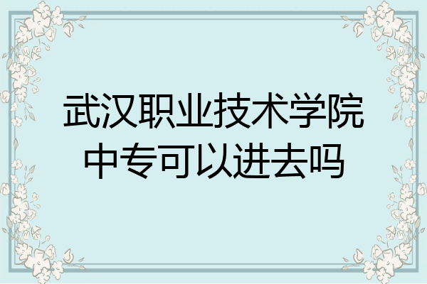 武汉职业技术学院中专可以进去吗