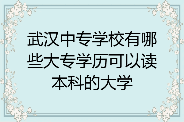 武汉中专学校有哪些大专学历可以读本科的大学