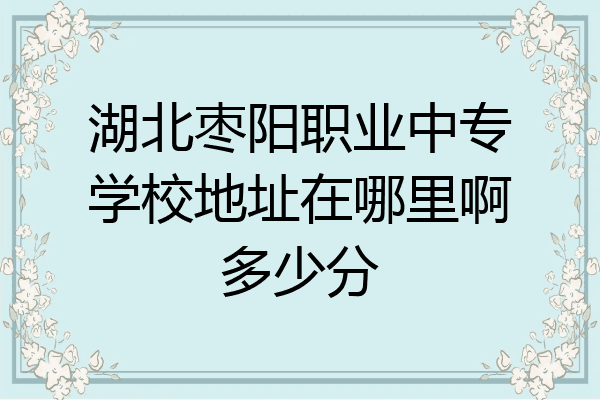湖北枣阳职业中专学校地址在哪里啊多少分