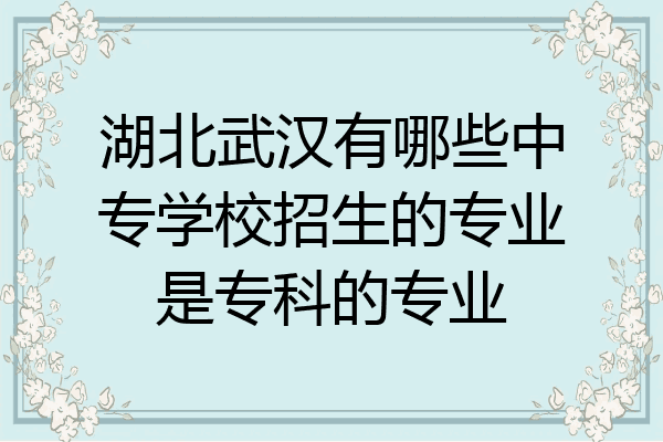 湖北武汉有哪些中专学校招生的专业是专科的专业