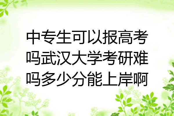 中专生可以报高考吗武汉大学考研难吗多少分能上岸啊