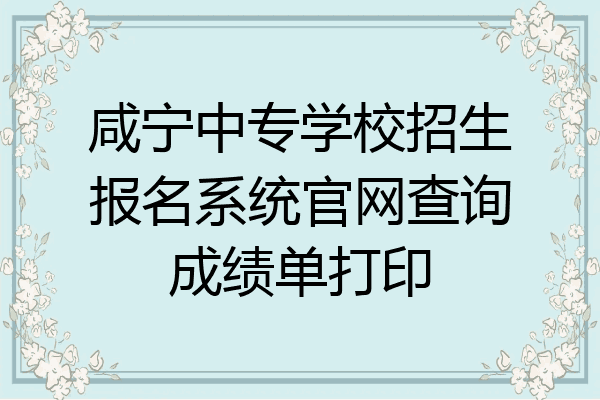 咸宁中专学校招生报名系统官网查询成绩单打印