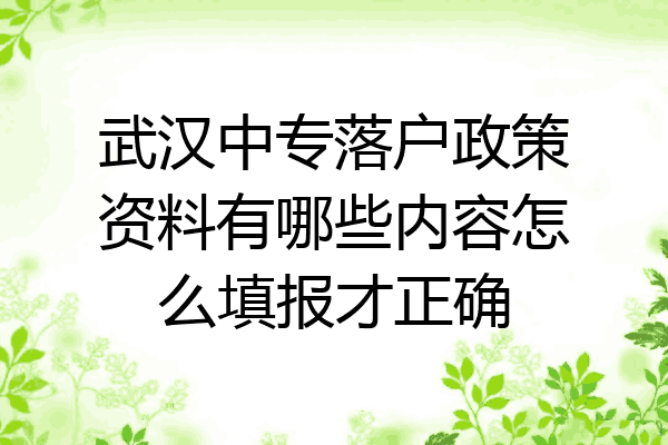 武汉中专落户政策资料有哪些内容怎么填报才正确