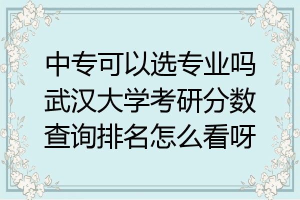 中专可以选专业吗武汉大学考研分数查询排名怎么看呀