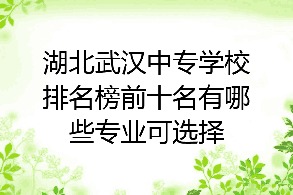 湖北武汉中专学校排名榜前十名有哪些专业可选择