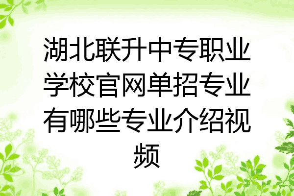 湖北联升中专职业学校官网单招专业有哪些专业介绍视频