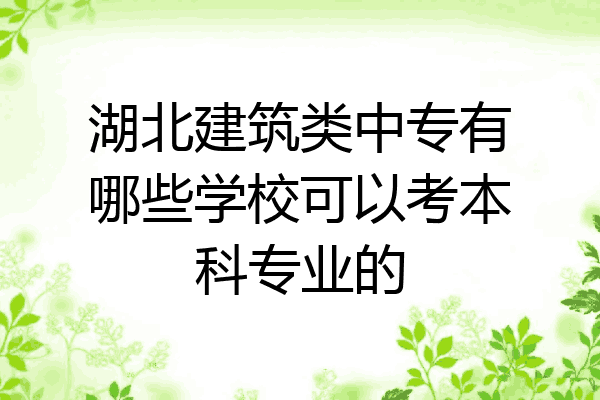 湖北建筑类中专有哪些学校可以考本科专业的