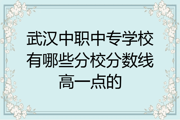 武汉中职中专学校有哪些分校分数线高一点的