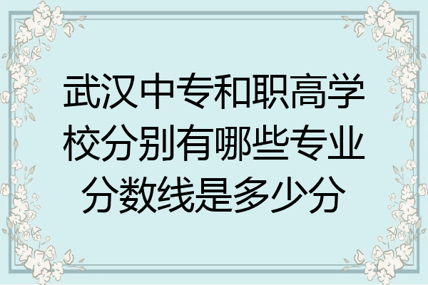 武汉中专和职高学校分别有哪些专业分数线是多少分