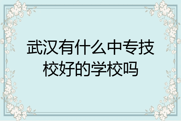 武汉有什么中专技校好的学校吗