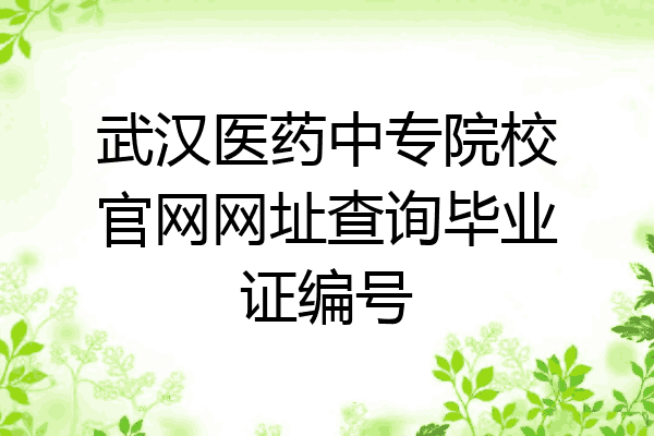武汉医药中专院校官网网址查询毕业证编号