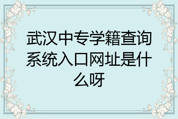 武汉中专学籍查询系统入口网址是什么呀