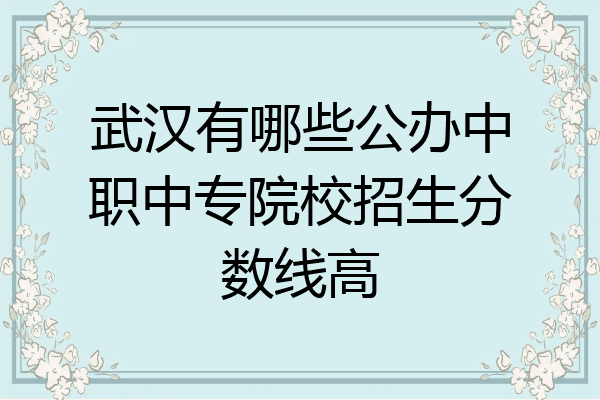 武汉有哪些公办中职中专院校招生分数线高