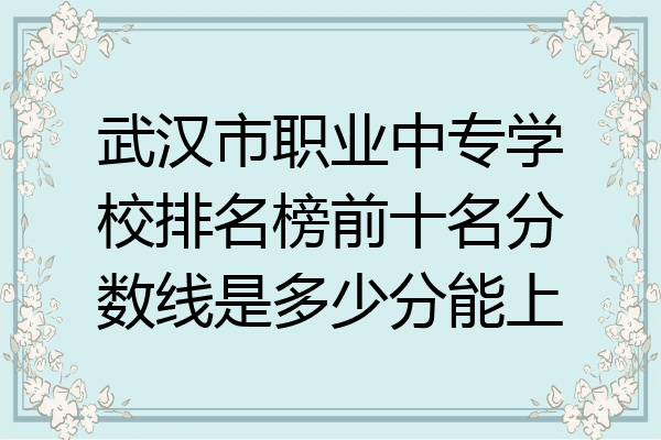 武汉市职业中专学校排名榜前十名分数线是多少分能上