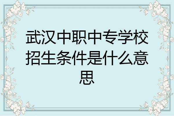 武汉中职中专学校招生条件是什么意思