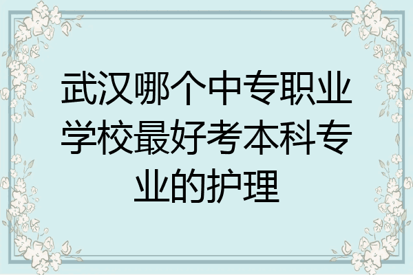 武汉哪个中专职业学校最好考本科专业的护理