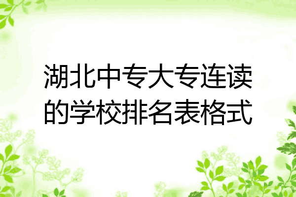 湖北中专大专连读的学校排名表格式