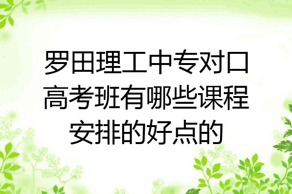 罗田理工中专对口高考班有哪些课程安排的好点的