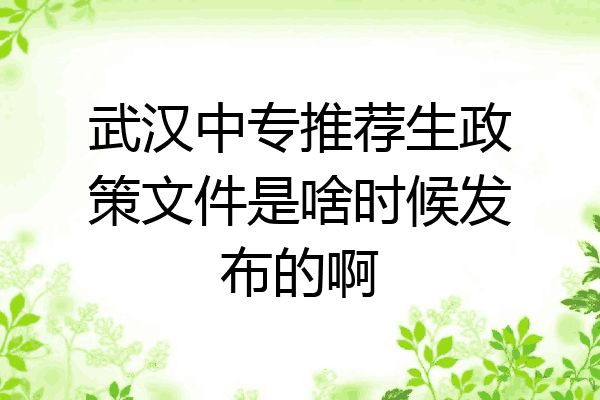 武汉中专推荐生政策文件是啥时候发布的啊