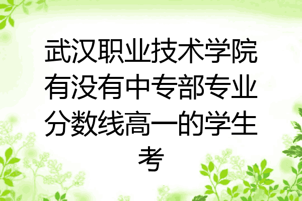 武汉职业技术学院有没有中专部专业分数线高一的学生考